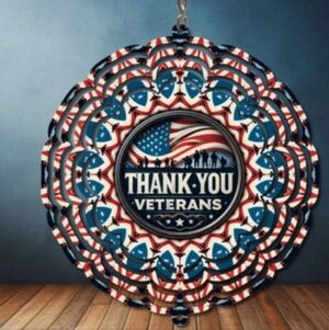 8 Inch Patriotic Thank You Veterans Wind Spinner